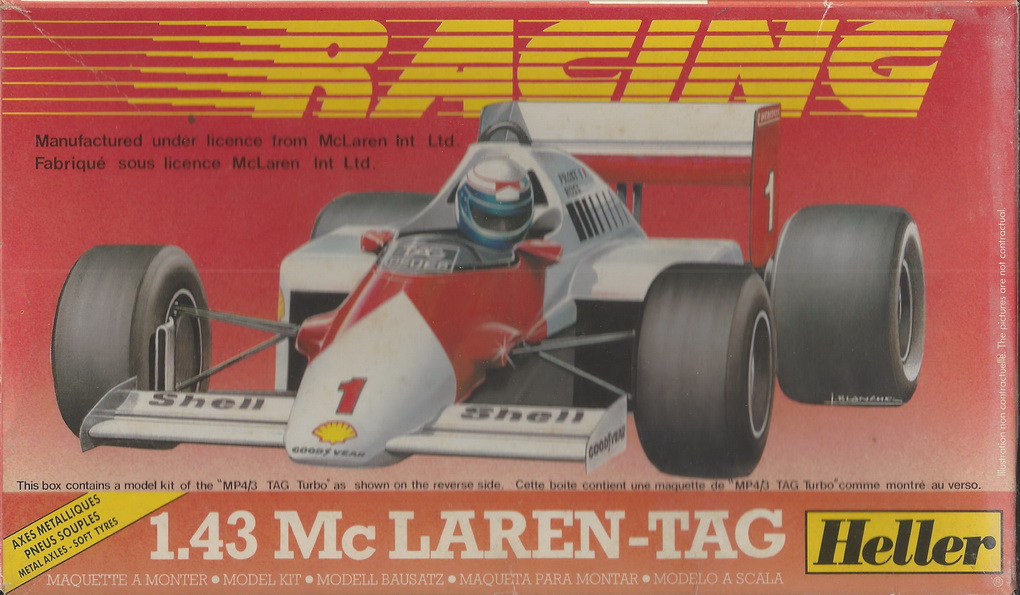 Slotcars66 McLaren Tag MP4-3 F1 1/43rd Scale Plastic Kit by Heller Heller 